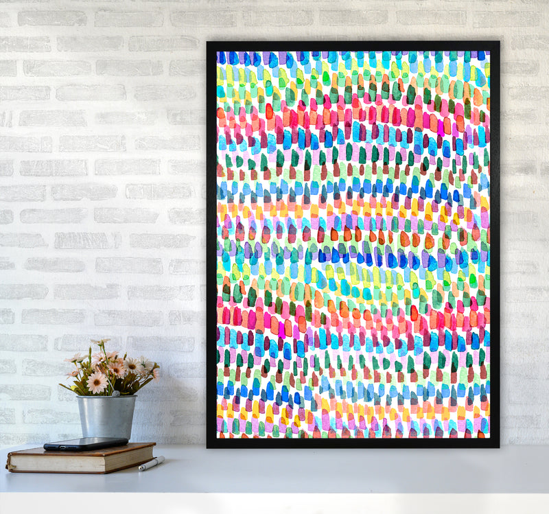 Artsy Strokes Stripes Colorful Abstract Art Print by Ninola Design A1 White Frame