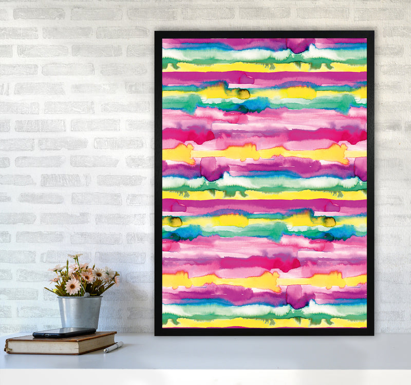 Gradient Tropical Color Lines Abstract Art Print by Ninola Design A1 White Frame