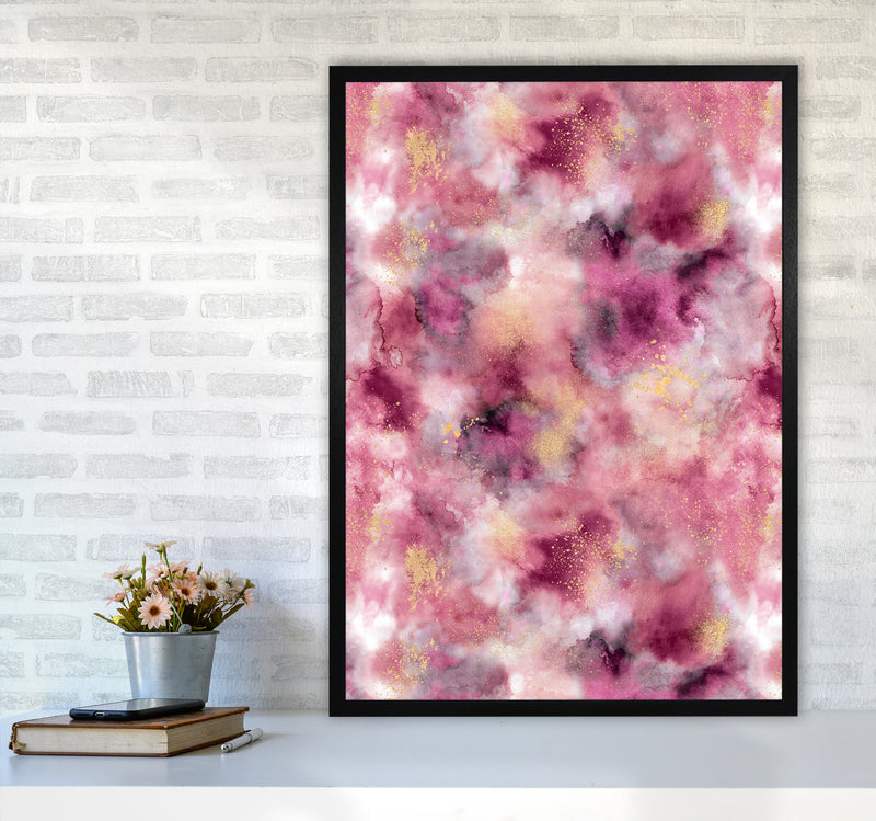 Smoky Marble Watercolor Pink Abstract Art Print by Ninola Design A1 White Frame