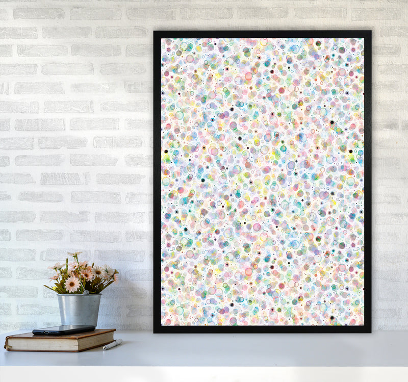 Cosmic Bubbles Multicolored Abstract Art Print by Ninola Design A1 White Frame