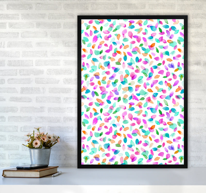 Minimal Flower Petals Pink Abstract Art Print by Ninola Design A1 White Frame