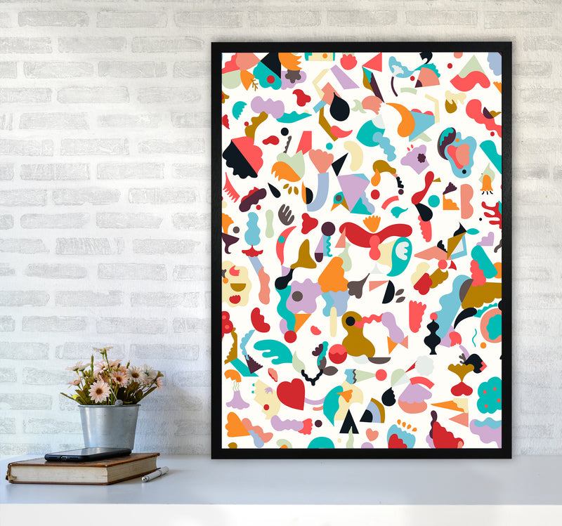 Dreamy Animal Shapes White Abstract Art Print by Ninola Design A1 White Frame