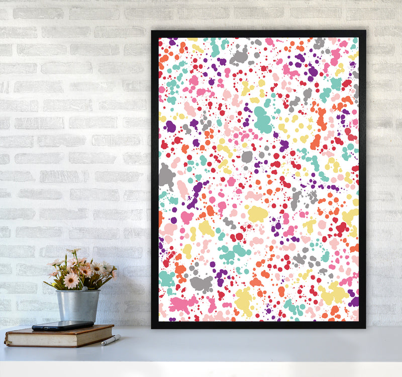 Splatter Dots Multicolored Abstract Art Print by Ninola Design A1 White Frame