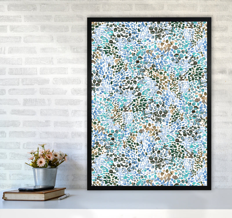 Speckled Watercolor Blue Abstract Art Print by Ninola Design A1 White Frame