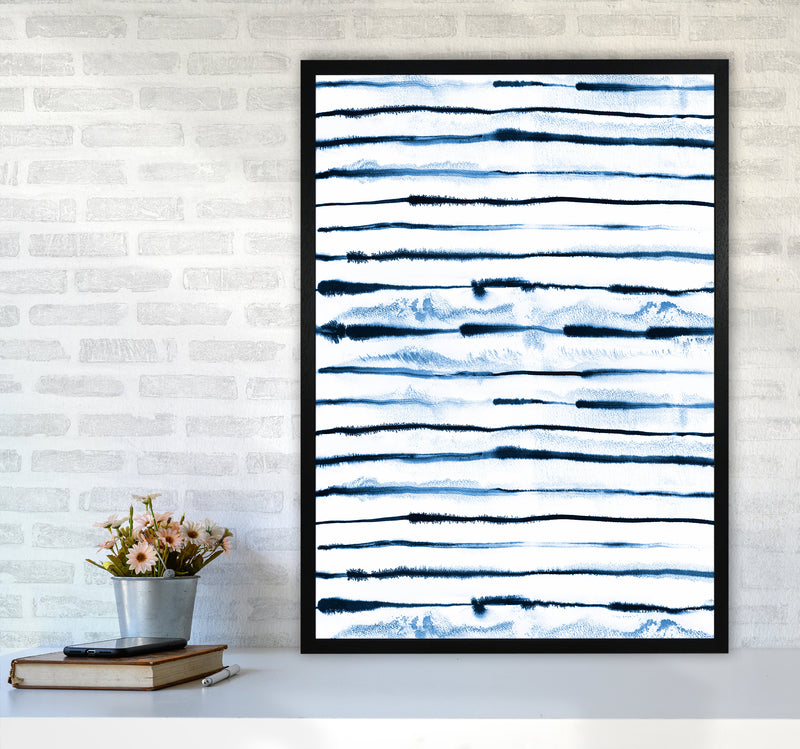 Electric Ink Lines White Abstract Art Print by Ninola Design A1 White Frame