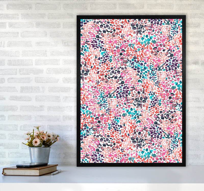 Speckled Watercolor Pink Abstract Art Print by Ninola Design A1 White Frame