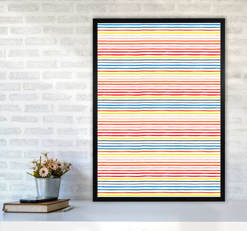 Marker Colorful Stripes Abstract Art Print by Ninola Design A1 White Frame