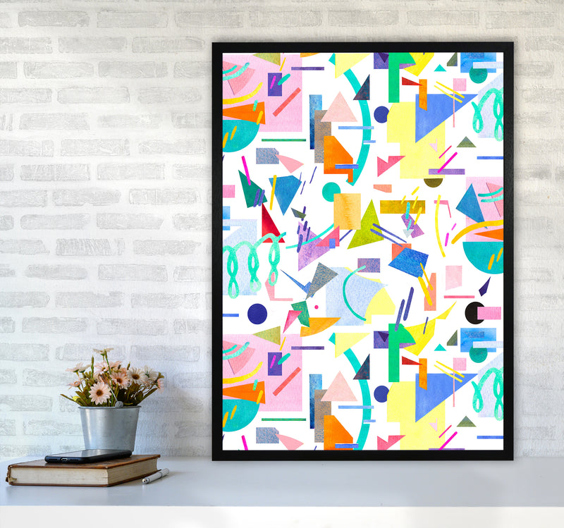 Geometric Collage Pop Abstract Art Print by Ninola Design A1 White Frame