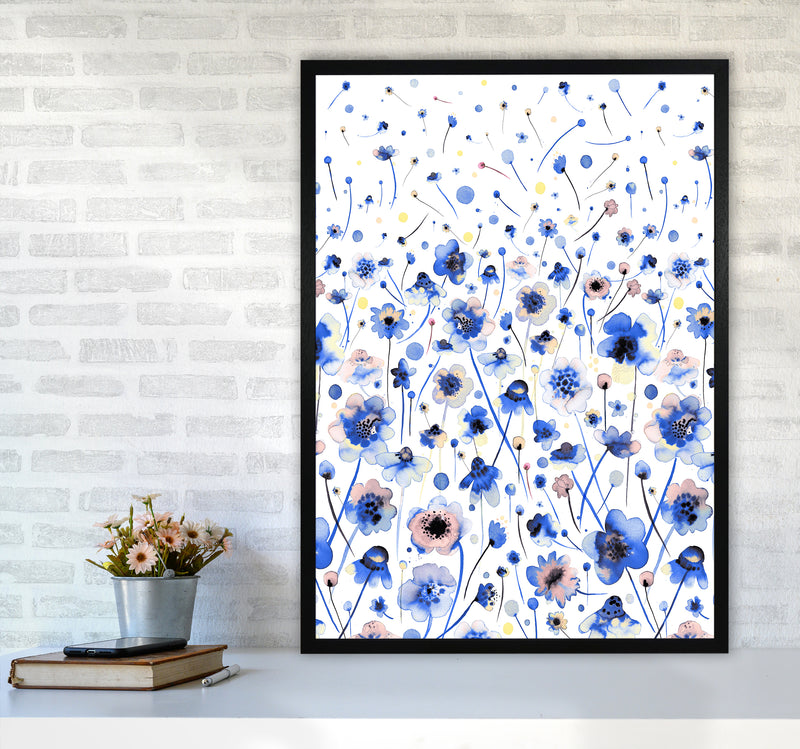 Ink Flowers Degraded Abstract Art Print by Ninola Design A1 White Frame