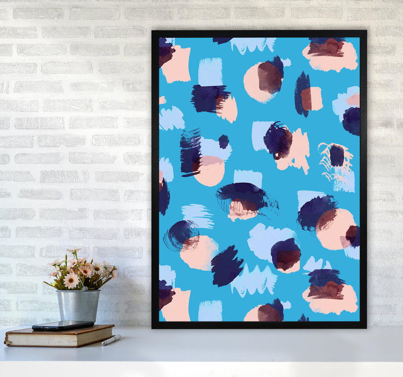 Abstract Stains Blue Abstract Art Print by Ninola Design A1 White Frame