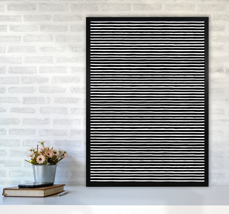 Marker Black Stripes Abstract Art Print by Ninola Design A1 White Frame