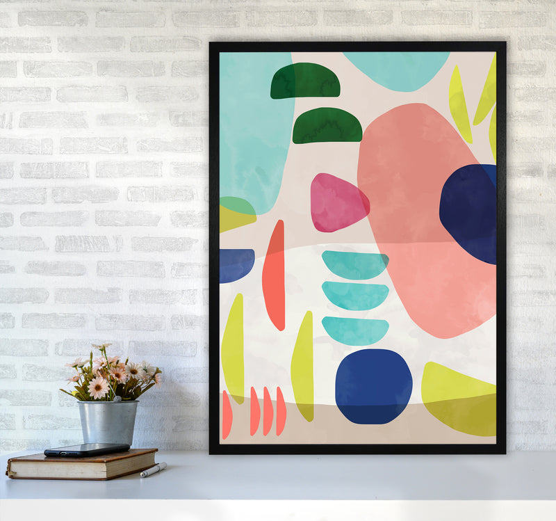 Organic Bold Shapes Abstract Art Print by Ninola Design A1 White Frame