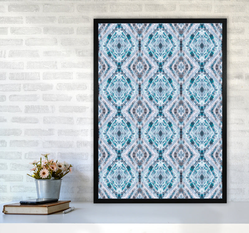 Boho Shibori Blue Abstract Art Print by Ninola Design A1 White Frame