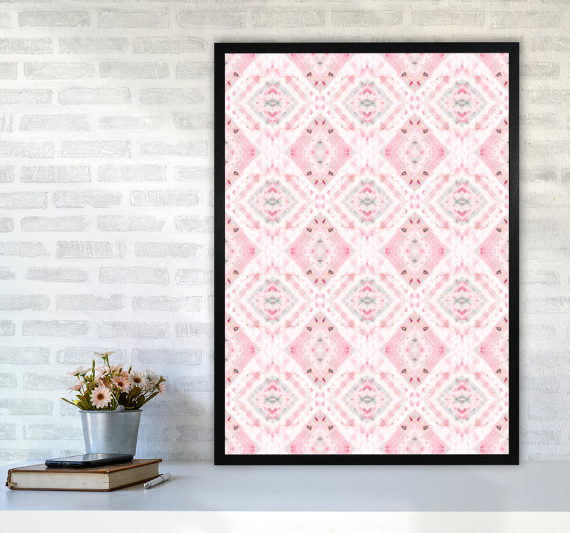 Boho Shibori Pink Abstract Art Print by Ninola Design A1 White Frame