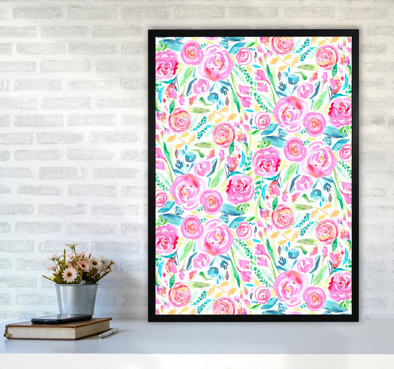 Spring Days Pink Abstract Art Print by Ninola Design A1 White Frame
