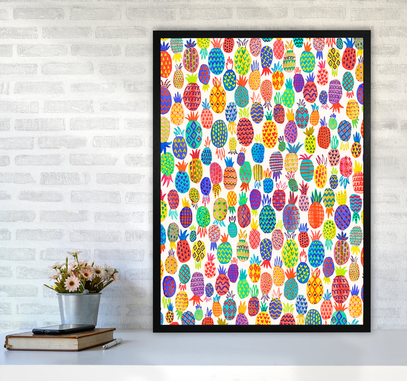 Cute Pineapples Abstract Art Print by Ninola Design A1 White Frame