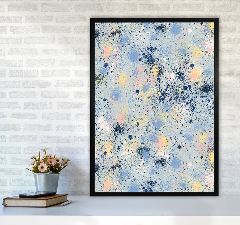Ink Dust Blue Abstract Art Print by Ninola Design A1 White Frame