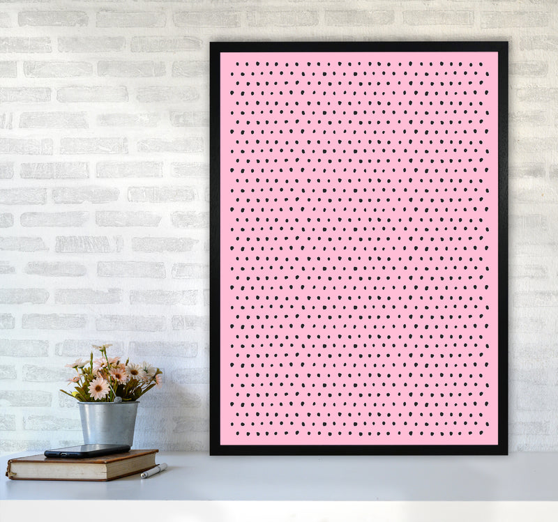 Artsy Dots Pink Abstract Art Print by Ninola Design A1 White Frame