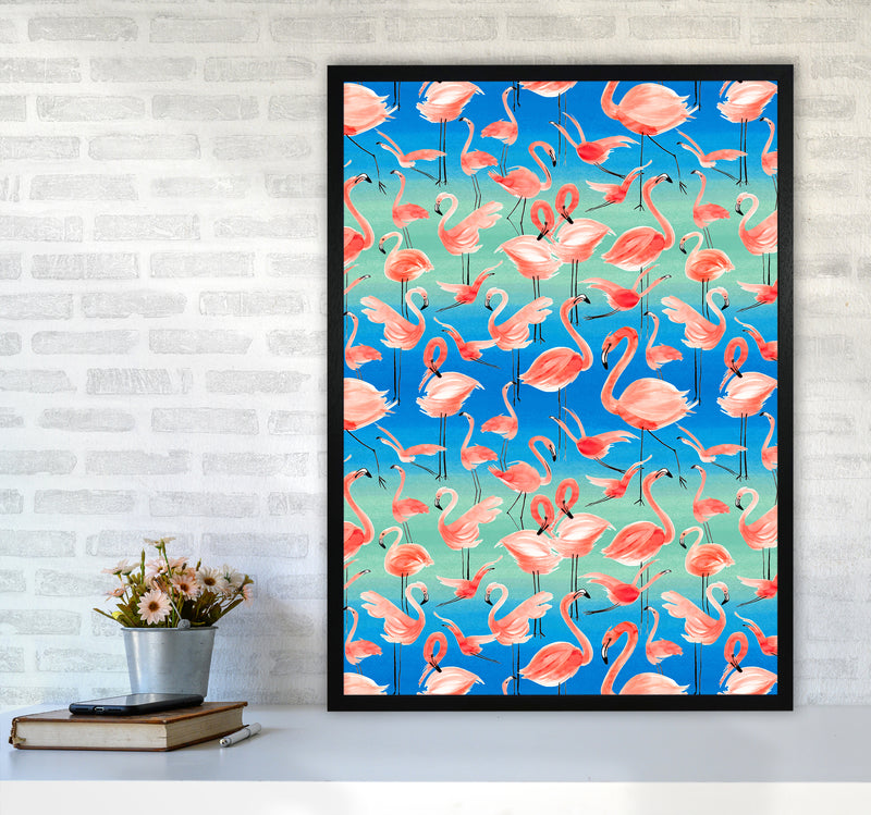 Flamingo Pink Abstract Art Print by Ninola Design A1 White Frame