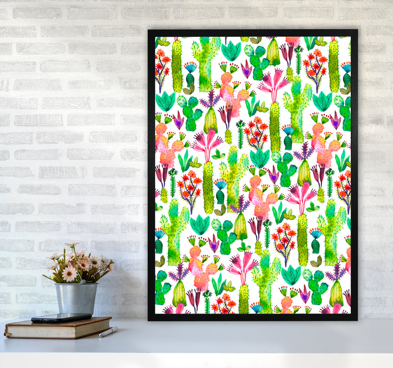 Cacti Garden Abstract Art Print by Ninola Design A1 White Frame