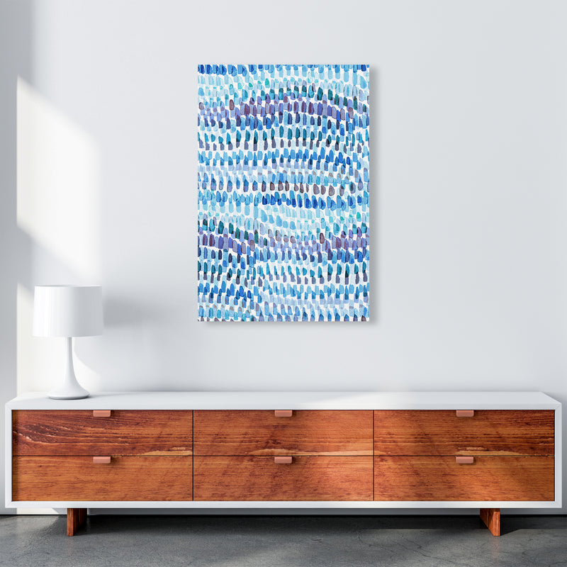 Artsy Strokes Stripes Colorful Blue Abstract Art Print by Ninola Design A1 Canvas