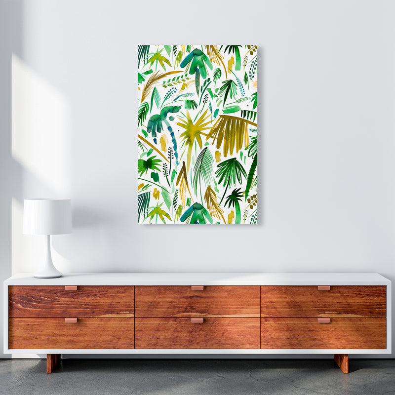 Brushstrokes Tropical Palms Green Abstract Art Print by Ninola Design A1 Canvas