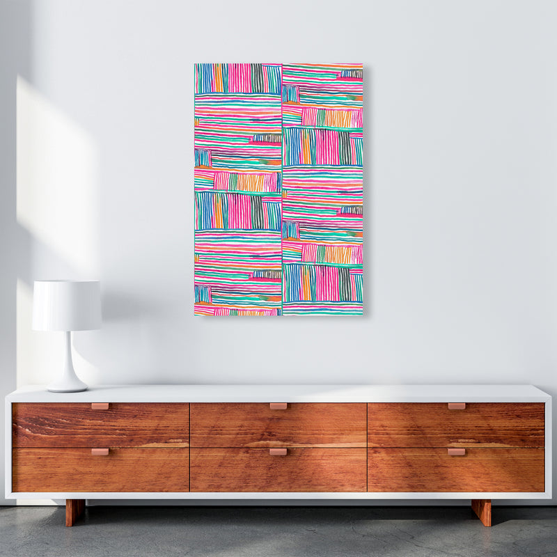 Watercolor Linear Meditation Pink Abstract Art Print by Ninola Design A1 Canvas