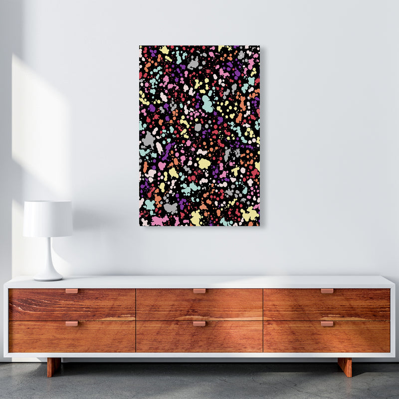 Splatter Dots Multicolored Black Abstract Art Print by Ninola Design A1 Canvas
