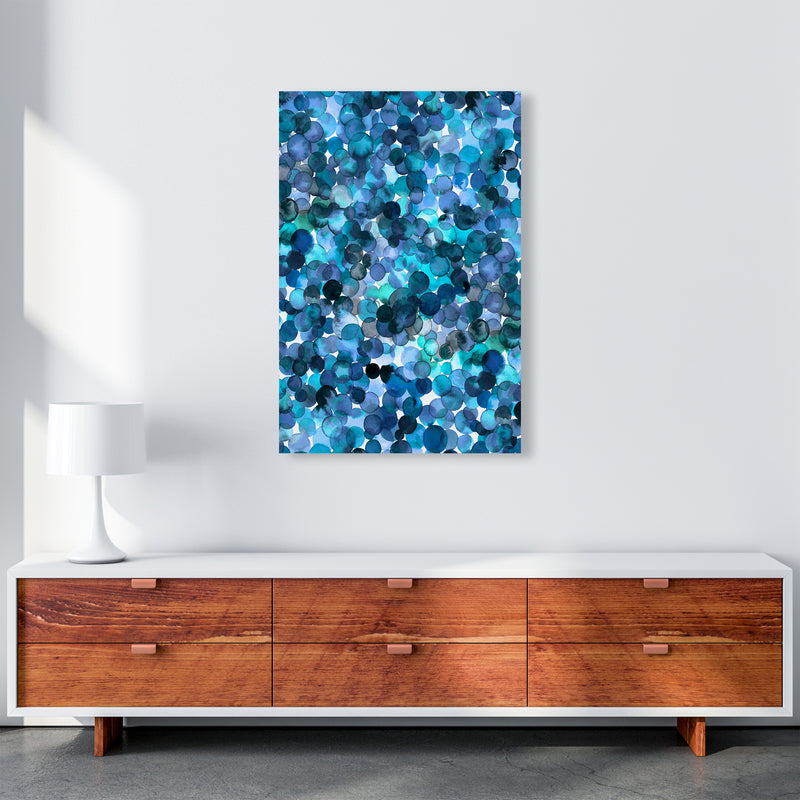 Overlapped Watercolor Dots Blue Abstract Art Print by Ninola Design A1 Canvas