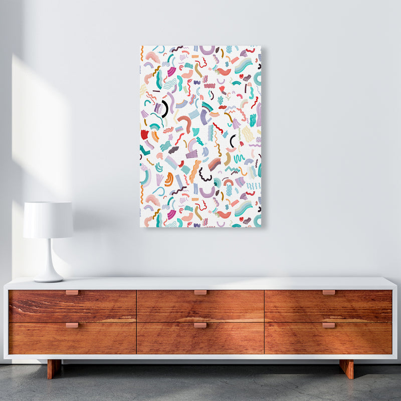 Curly and Zigzag Stripes White Abstract Art Print by Ninola Design A1 Canvas