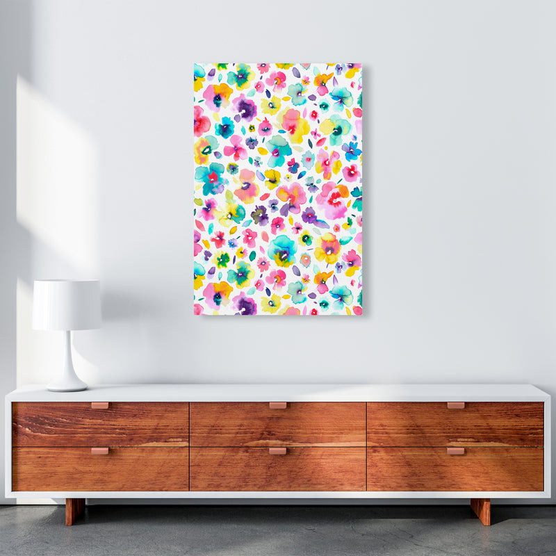 Tropical Flowers Multicolored Abstract Art Print by Ninola Design A1 Canvas