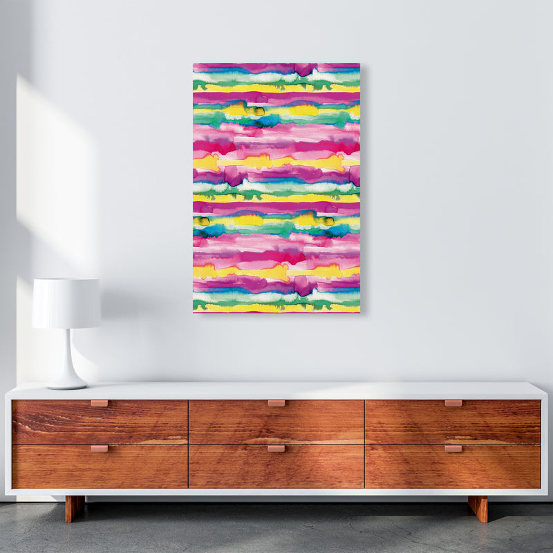 Gradient Tropical Color Lines Abstract Art Print by Ninola Design A1 Canvas