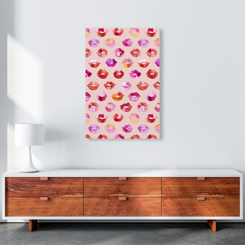 Sweet Love Kisses Pink Lips Abstract Art Print by Ninola Design A1 Canvas