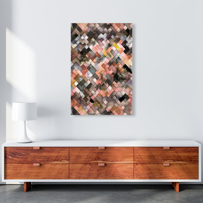 Moody Geometry Rustic Brown Abstract Art Print by Ninola Design A1 Canvas