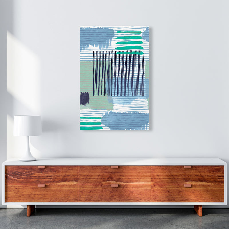 Abstract Striped Geo Green Abstract Art Print by Ninola Design A1 Canvas