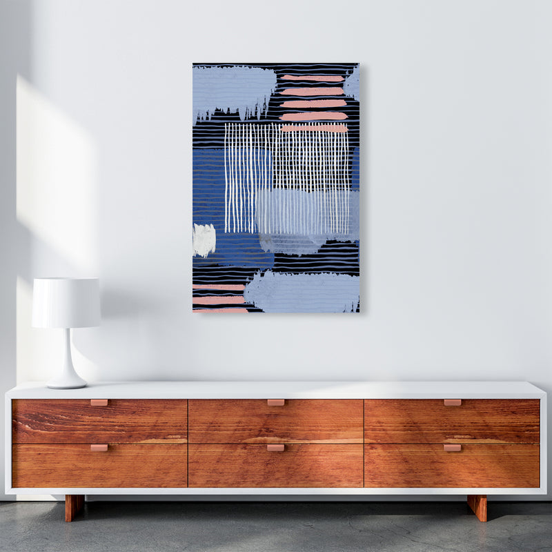 Abstract Striped Geo Blue Abstract Art Print by Ninola Design A1 Canvas