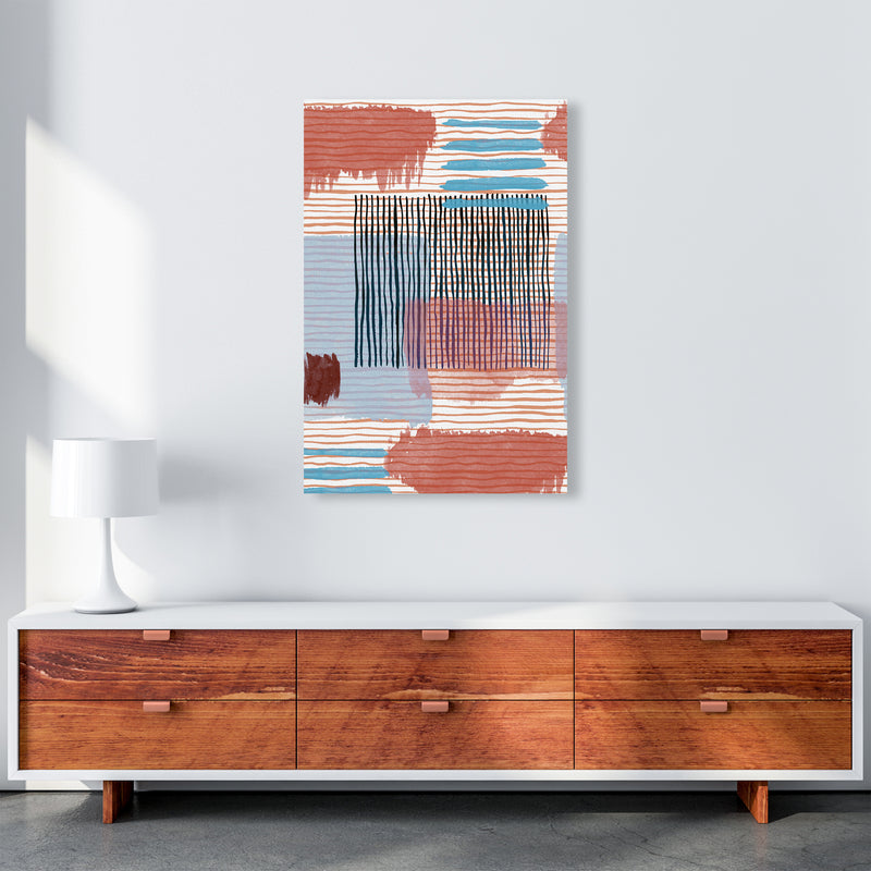 Abstract Striped Geo Red Abstract Art Print by Ninola Design A1 Canvas