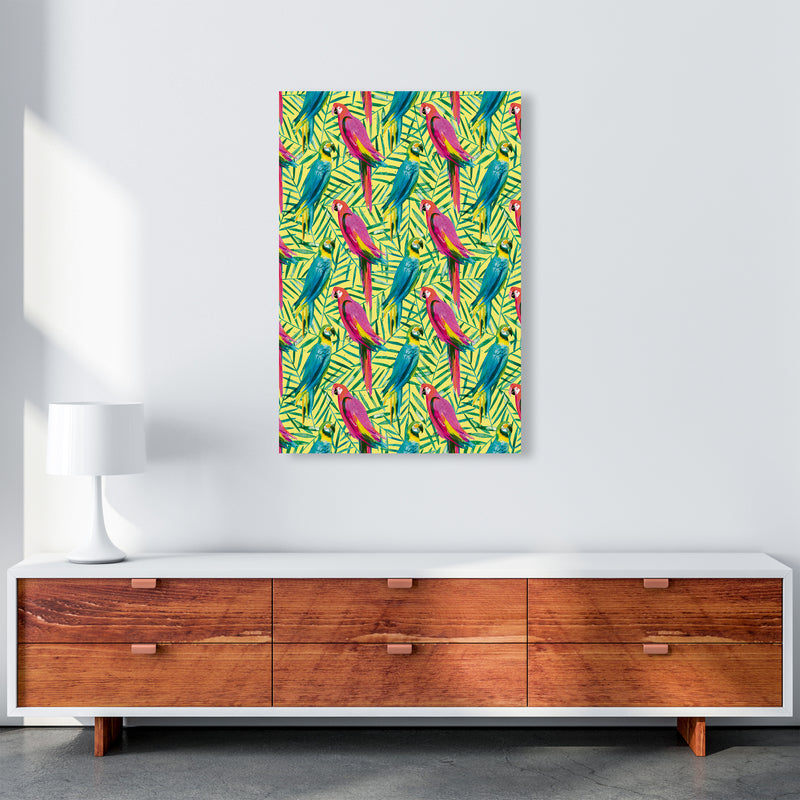 Tropical Parrots Palms Abstract Art Print by Ninola Design A1 Canvas