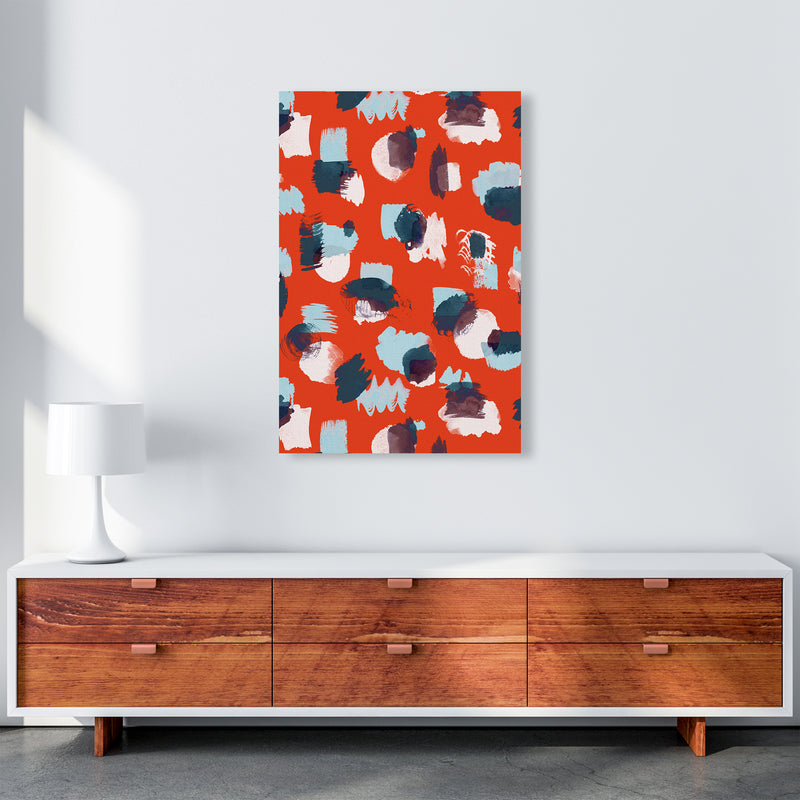 Abstract Stains Coral Abstract Art Print by Ninola Design A1 Canvas