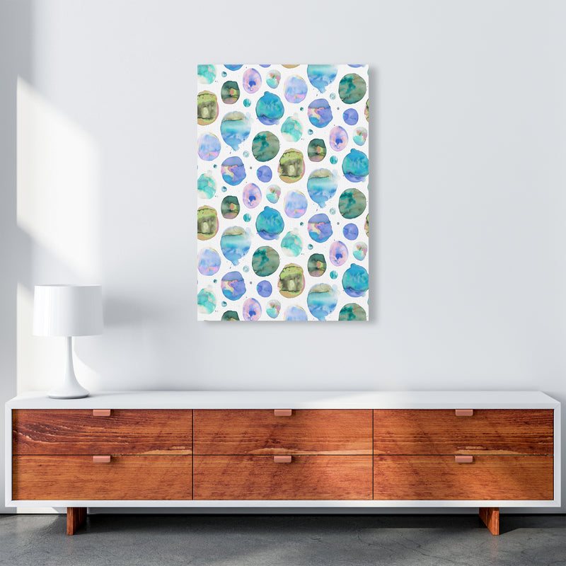 Big Watery Dots Blue Abstract Art Print by Ninola Design A1 Canvas