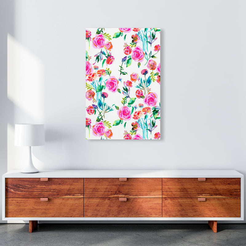 Roses Bouquet Pink Abstract Art Print by Ninola Design A1 Canvas