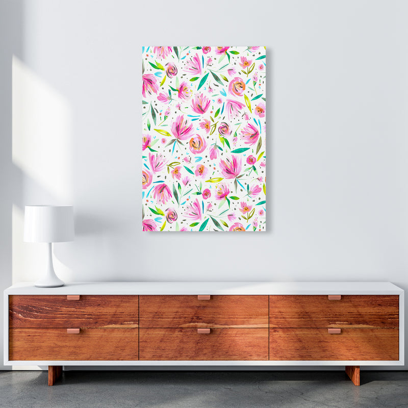 Peonies Pink Abstract Art Print by Ninola Design A1 Canvas