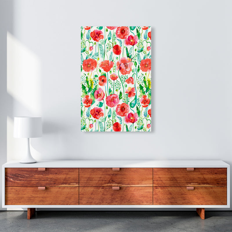 Poppies Red Abstract Art Print by Ninola Design A1 Canvas