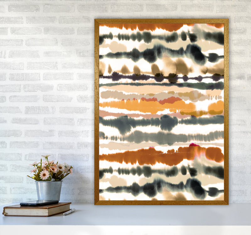 Soft Nautical Watercolor Lines Brown Abstract Art Print by Ninola Design A1 Print Only