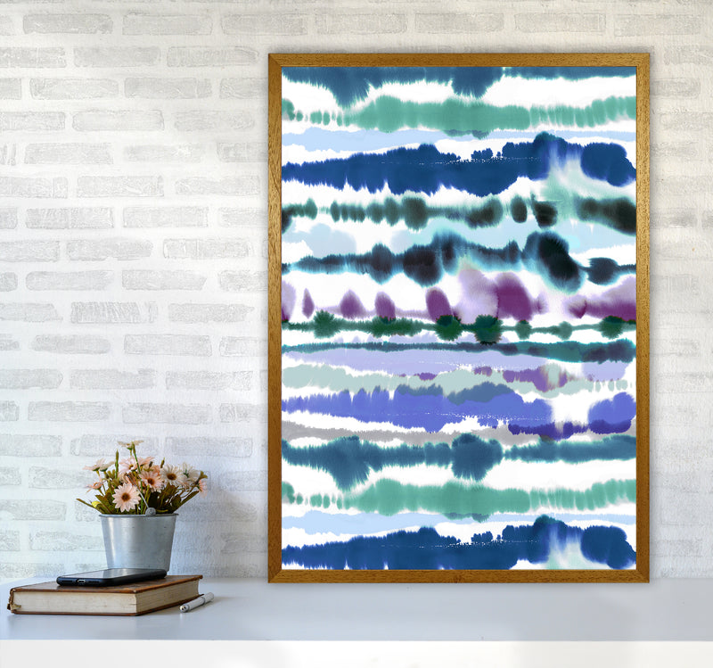 Soft Nautical Watercolor Lines blue Abstract Art Print by Ninola Design A1 Print Only