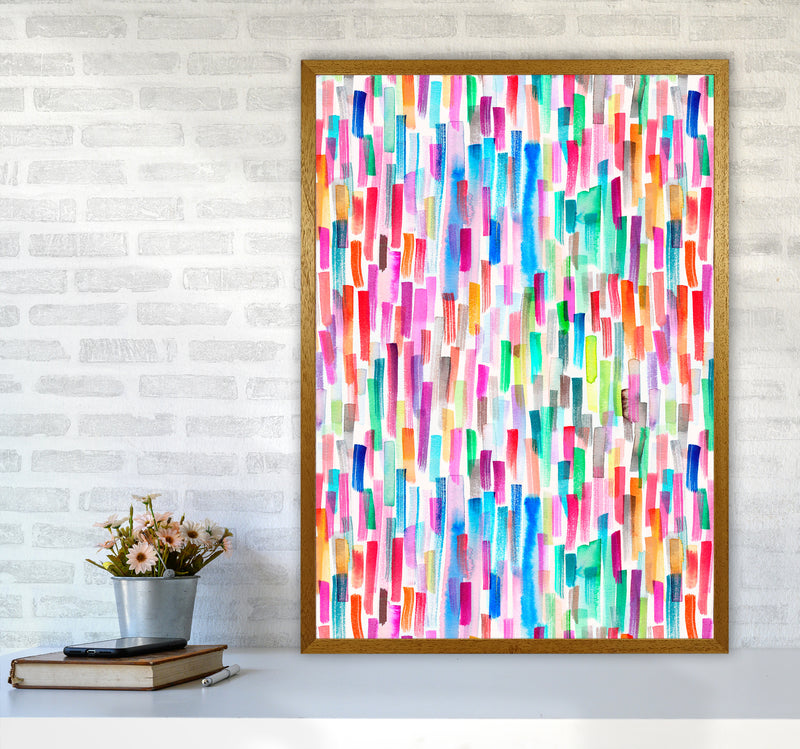 Colorful Brushstrokes Multicolored Abstract Art Print by Ninola Design A1 Print Only