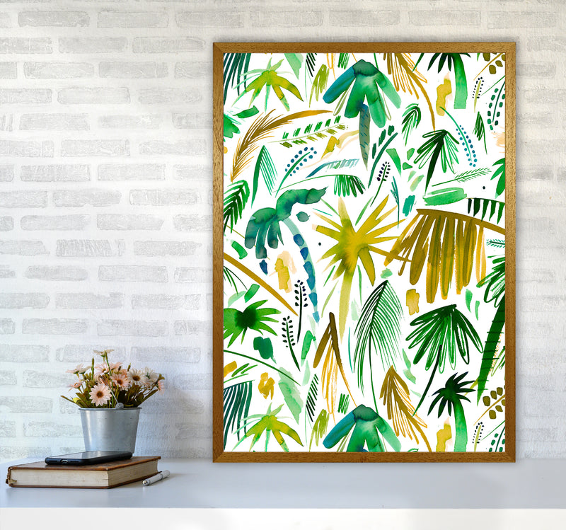 Brushstrokes Tropical Palms Green Abstract Art Print by Ninola Design A1 Print Only