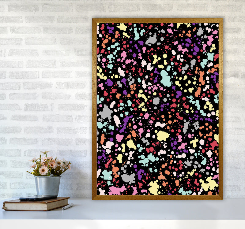 Splatter Dots Multicolored Black Abstract Art Print by Ninola Design A1 Print Only