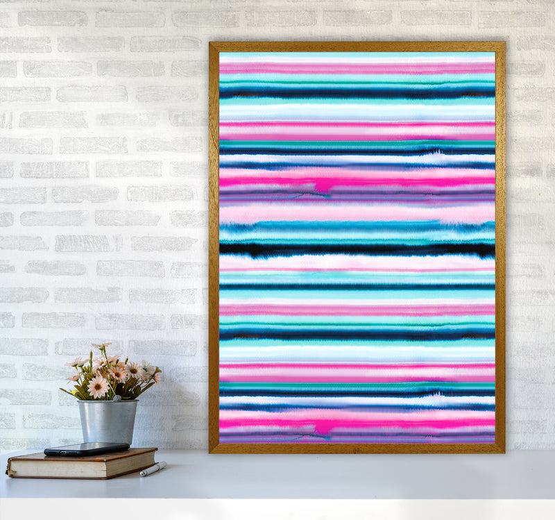 Degrade Stripes Watercolor Pink Abstract Art Print by Ninola Design A1 Print Only
