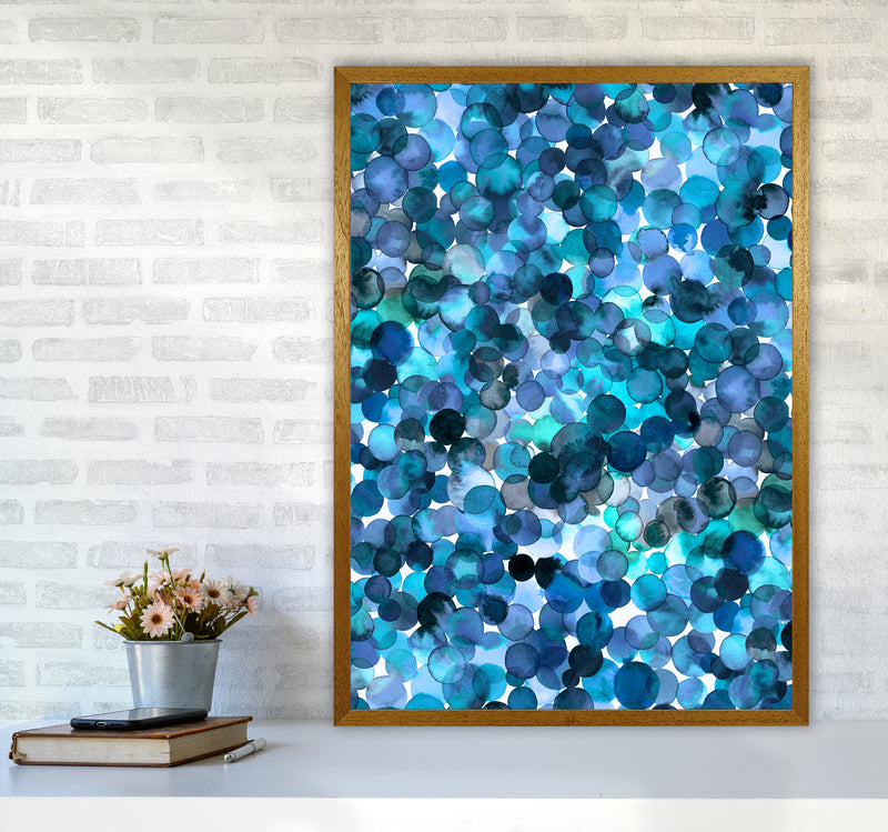 Overlapped Watercolor Dots Blue Abstract Art Print by Ninola Design A1 Print Only